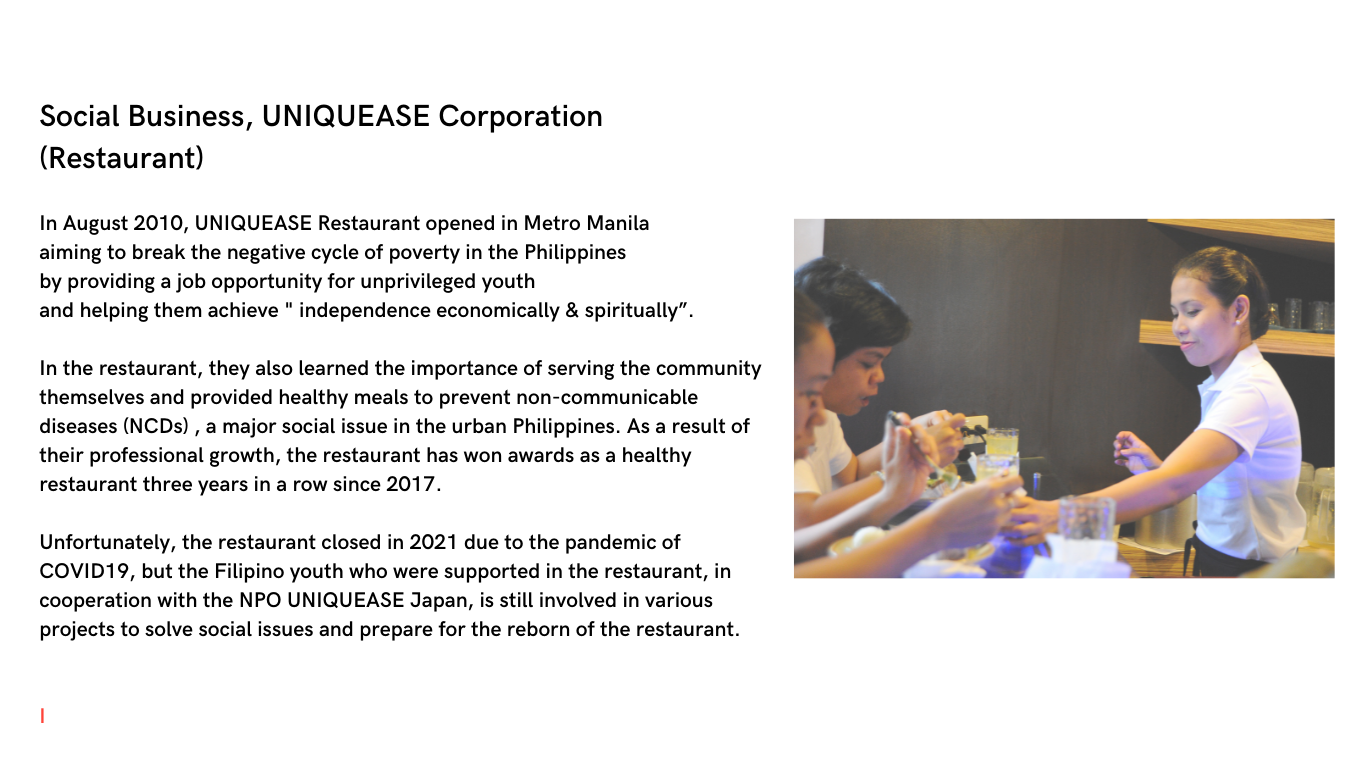 Social Business, UNIQUEASE Corporation (Restaurant)